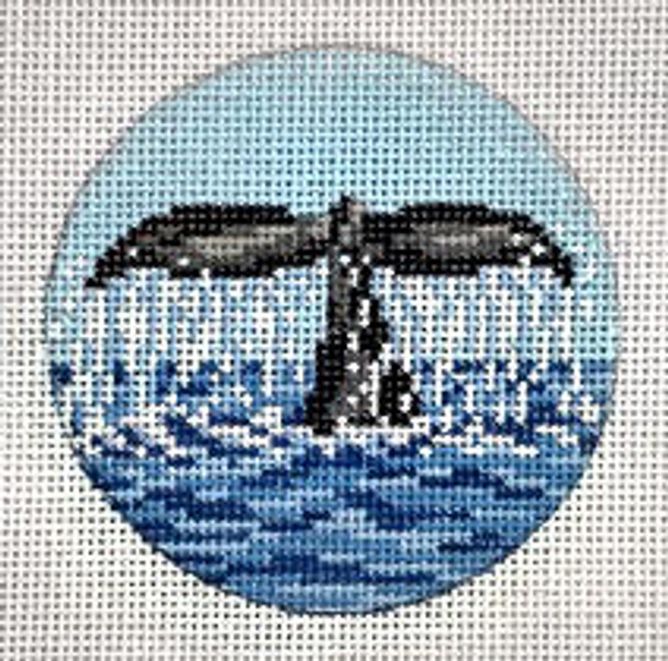 #352 Whale’s Tail Ornament 3" Round 18 Mesh  Needle Crossings
