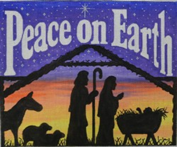 R642 Peace On Earth w/Manger Scene 11 x 9 18 Mesh Robbyn's Nest Designs