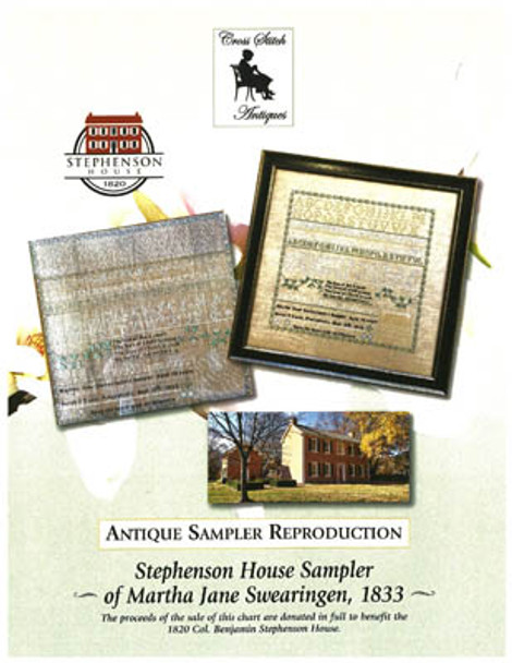 YT Stephenson House Sampler Of Martha Jane Swearingen, 1833 201W x 186H by Cross Stitch Antiques