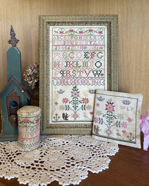 YT Strawberry Sampler Stitch counts are: Sampler is 115W x 206H, Drum is 115W x 55H & Needlebook is 173W x 85H by From The Heart