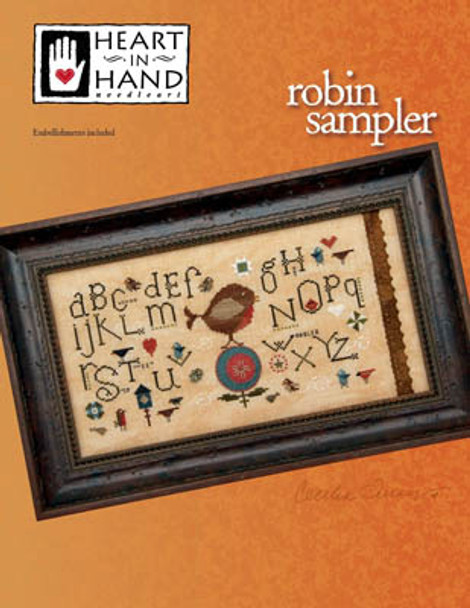 Robin Sampler (w/embellishments) 160W x 80H by Heart In Hand Needleart 20-2542 YT