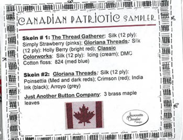 Canadian Patriotic Sampler Emb by Jeannette Douglas Designs 20-2761