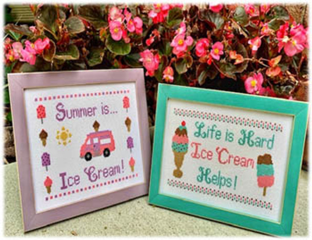 Summer Cool Stitch counts are: Life Is Hard is 103 x 64 & Summer Is is 95 x 75. by Pickle Barrel Designs 20-2339 YT
