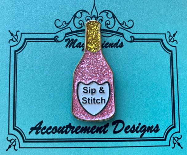 Food & Beverage Champagne Pink Sip & Stitch NEEDLEMINDER  Accoutrement Designs