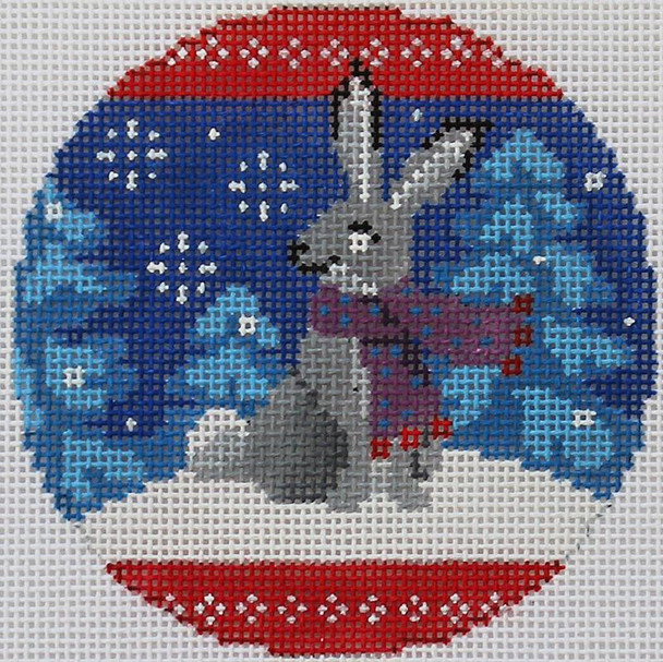 AC089 WOODLAND RABBIT IN BLUE 3" diam 18 Mesh Abigail Cecile