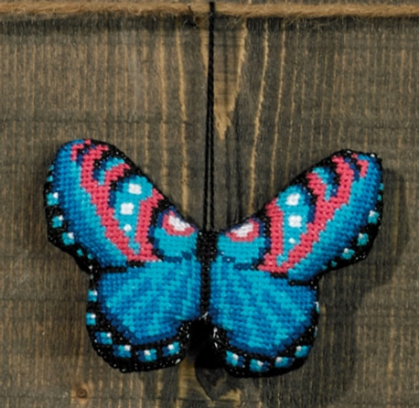 019409 Blue Red Butterfly Ornament Permin Kit