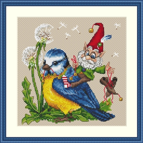 MK64 Tailwind Gnome 5.9"X5.9"; Aida, Ecru; 16 Count Merejka Cross Stitch Kit