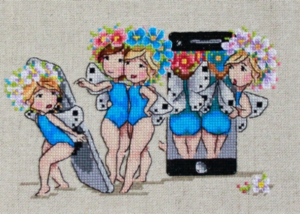 MK76 Selfie 6.7"X4.7"; Lucan; 32 Count Merejka Cross Stitch Kit