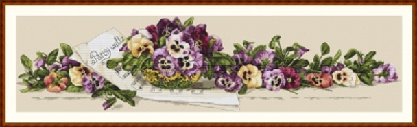 MK41 Pansy Waltz 36.2"x9"; Aida, Ecru; 16 Count Merejka Cross Stitch Kit