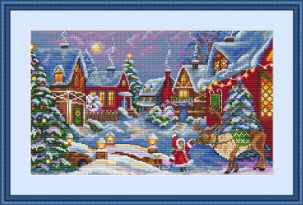 MK75 The Christmas Guest 11.8"X7"; Aida, Ecru; 16 Count Merejka Cross Stitch Kit