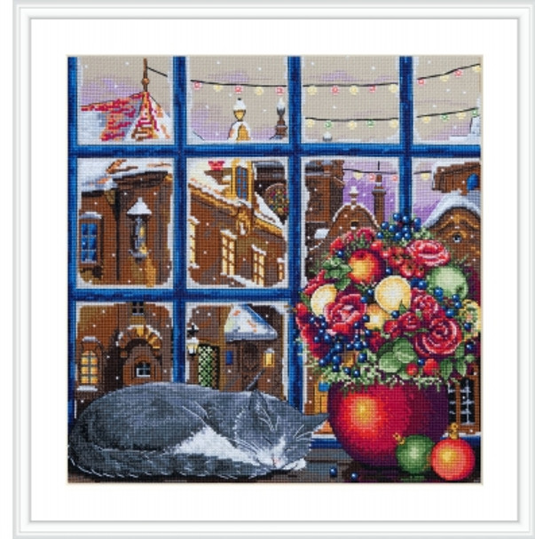 MK87 Winter Dream 11.8"X11.8"; Aida, Brown; 16   Count Merejka Cross Stitch Kit