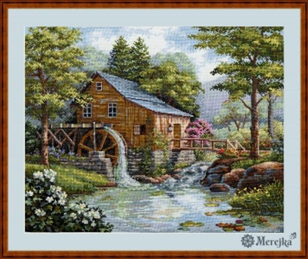 MK166 Song of Summer 12.2" X 15.7"; Ice Blue Aida; 16 Count Merejka Cross Stitch Kit