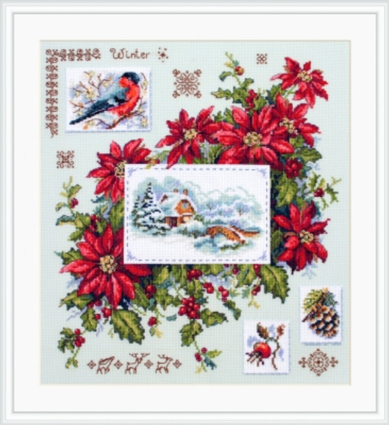 MK119 The Goose 10.6"x10.2"; Aida, Blue; 14  Count Merejka Cross Stitch Kit