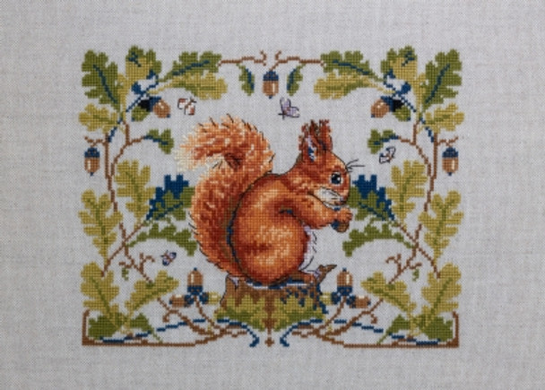 MK146A Squirrel A  8.2"x6.3"; Aida, Rustico; 16  Count Merejka Cross Stitch Kit