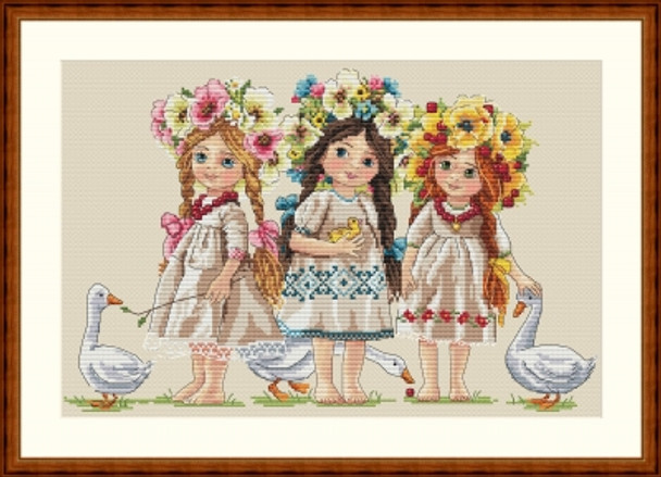 MK42 Friends 13"x8.6"; Aida, Ecru; 16 Count Merejka Cross Stitch Kit