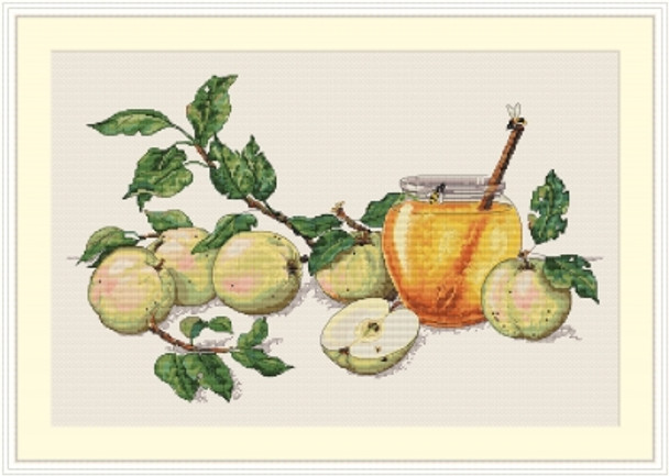 MK2 Honey Apples 16.5"x11"; Aida, Ecru; 16Count Merejka Cross Stitch Kit