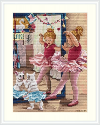 MK74 The Ballerinas 8.6"X11.8"; Aida, Ecru; 16  Count Merejka Cross Stitch Kit