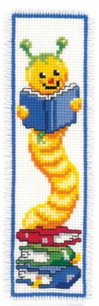 PNV11261 Bookworm - Bookmark 2.4" x 8"; Aida; 14ct  Vervaco Cross Stitch Kit