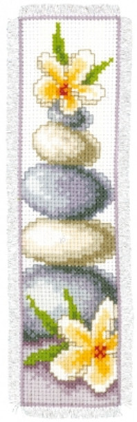 PNV143910 Pebbles and Petals - Bookmark 2.4" x 8"; Aida; 14ct   Vervaco Counted cross stitch kit