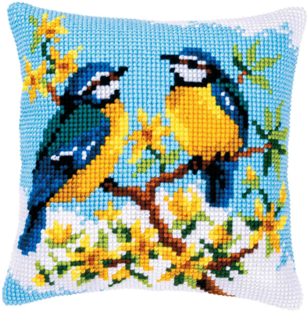 PNV145669 Blue Tits - Cushion Vervaco Counted cross stitch kit