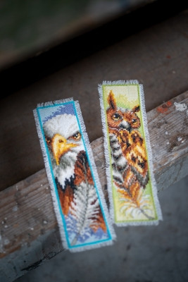 PNV146205 Eagle & Owl Bookmark (set of 2) Vervaco Counted cross stitch kit