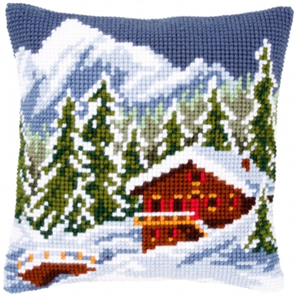PNV146240 Snow Landscape - Cushion Vervaco Counted cross stitch kit