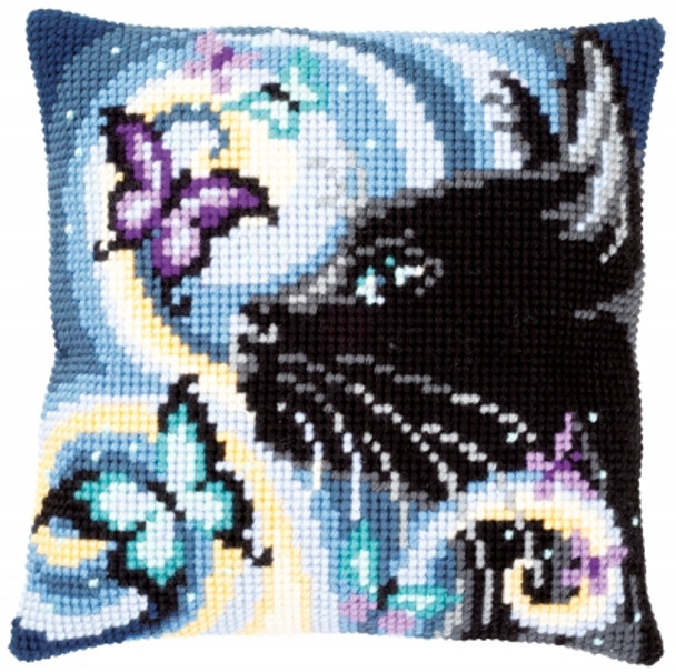 PNV149061 Cat With Butterflies Cushion Vervaco 