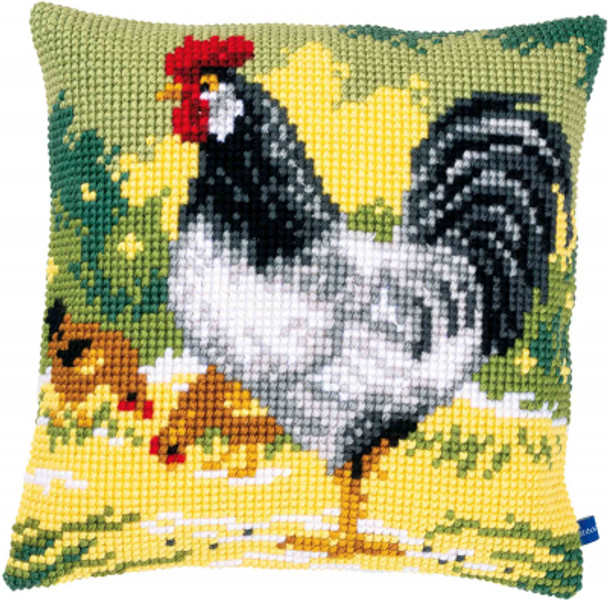 PNV150662 Vervaco Counted cross stitch kit White Rooster - Cushion