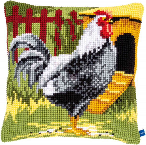PNV150663 Vervaco Counted cross stitch kit Black Rooster - Cushion