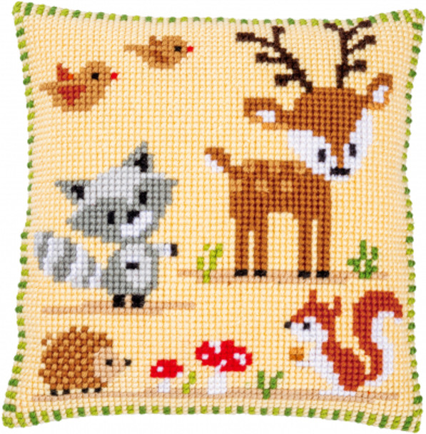PNV158026 Forest Animals I Cushion Vervaco Cross stitch kit