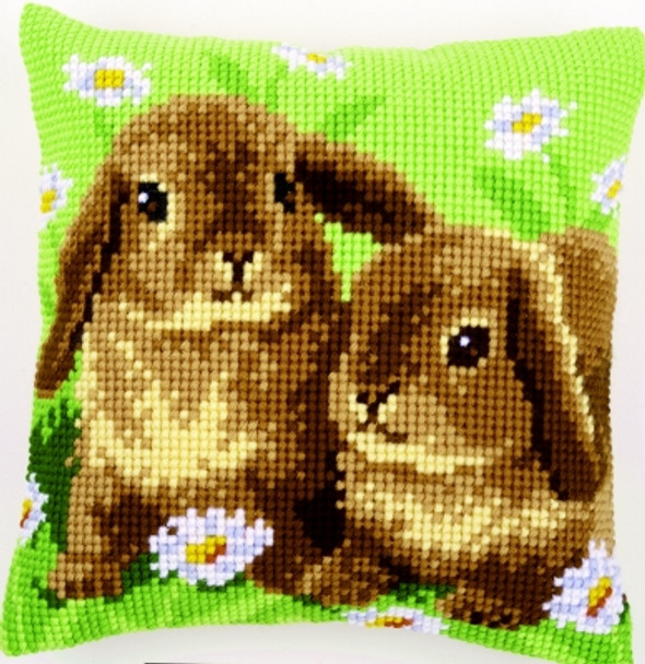 PNV162709 Vervaco Cross stitch kit Two Rabbits Cushion