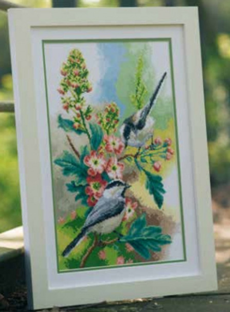 PNV163024 Vervaco Chickadees & Blooms