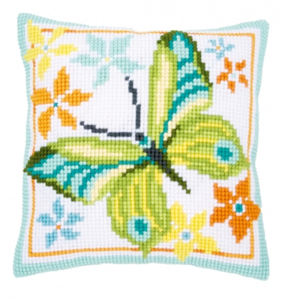 PNV163342 Vervaco Green Butterfly Cushion