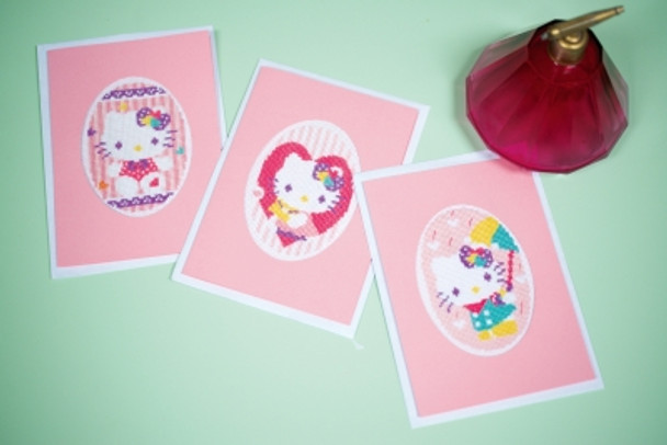 PNV174595 Vervaco Hello Kitty Pastels Cards/Envelopes (set of 3);