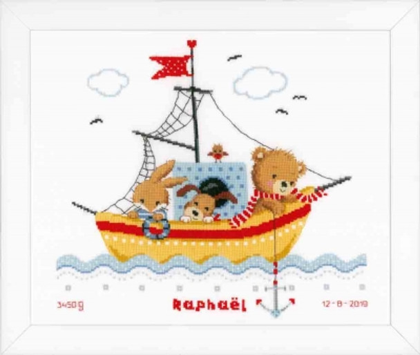 PNV168466  Vervaco Boat Sailing -  Birth Announcement