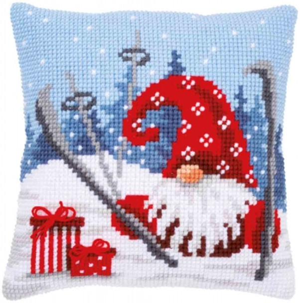 PNV172808 Vervaco Christmas Gnome Skiing Cushion