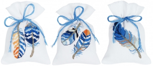 PNV170243 Vervaco Blue Feathers (Set of 3)