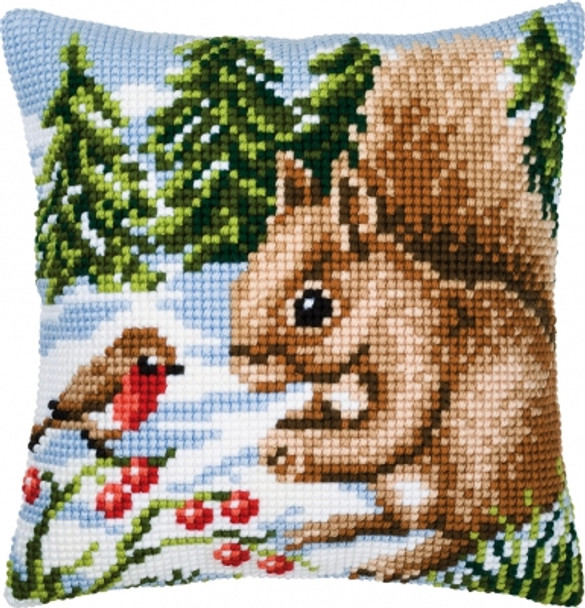 PNV8667 Vervaco Squirrel In Snow - Cushion