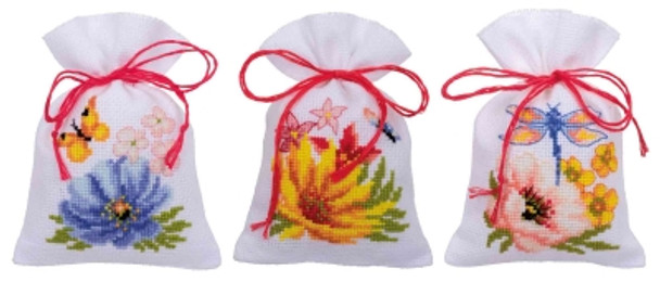 PNV185083 Vervaco Flowers Bags (Set of 3)