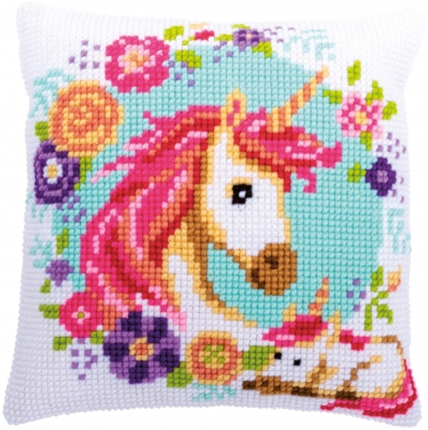 PNV186593 Vervaco Mother & Baby Unicorn Cushion - Cross Stitch