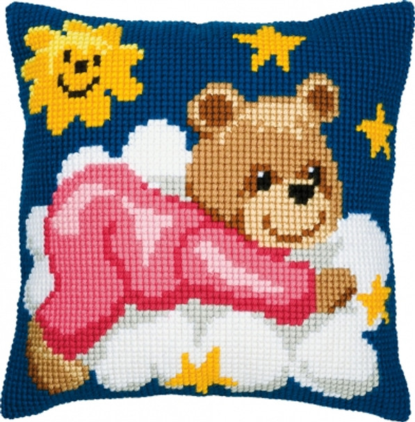 PNV8574 Vervaco Pink Bear on Cloud- Cushion