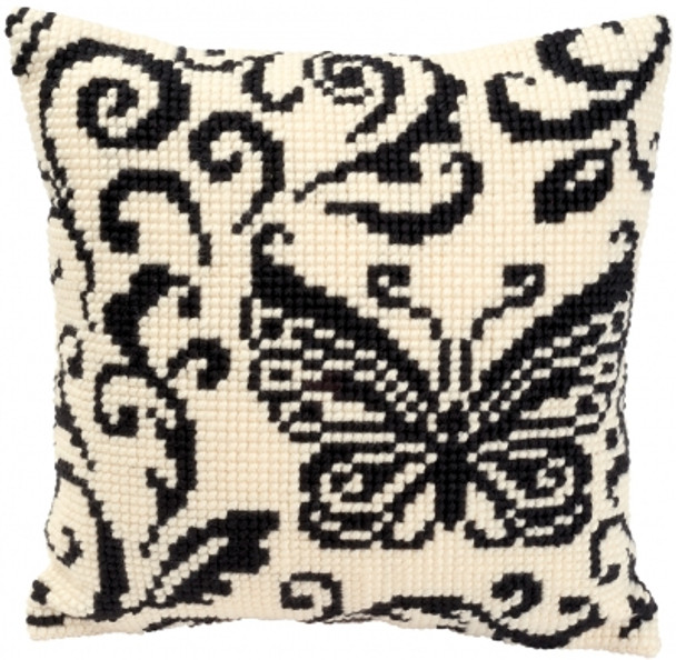 PNV8739 Vervaco Black & White Butterfly - Cushion