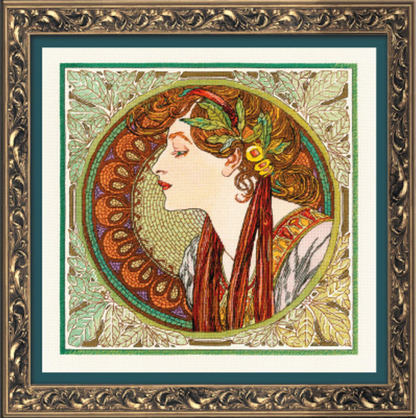 RL100061 Riolis Cross Stitch Kit Laurel After A. Mucha's Artwork