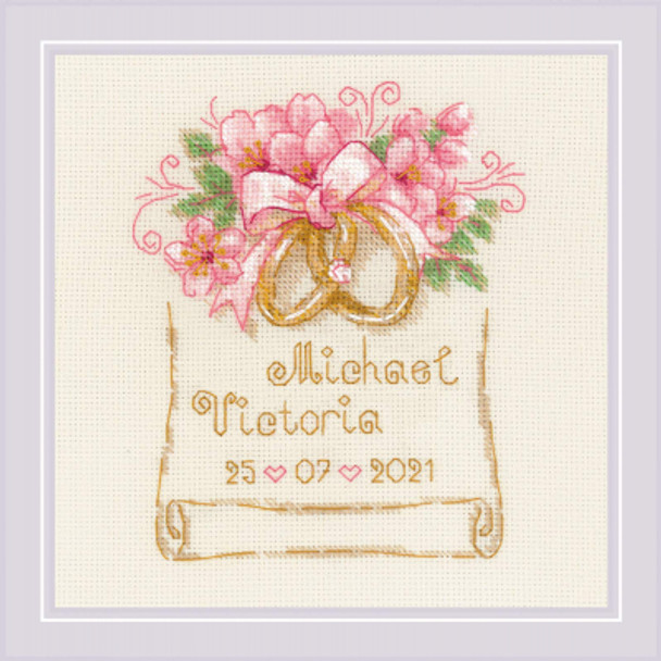 RL1926 Riolis Counted Cross Stitch Kit Wedding Metric Wedding Rings