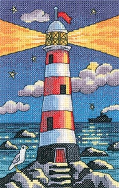 HCK1389A Heritage Crafts Kit Lighthouse By Night - By the Sea by Karen Carter