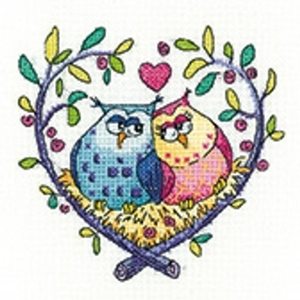 HCK1435 Heritage Crafts Kit Love Owls - Bird of a Feather by Karen Carter