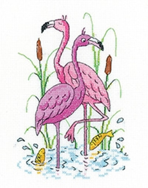 HCK1497A Heritage Crafts Kit Flamingos - The Karen Carter Collection