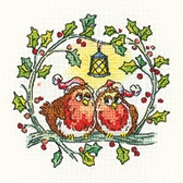HCK1528A Heritage Crafts Kit Christmas Robins - Birds of a Feather by Karen Carter
