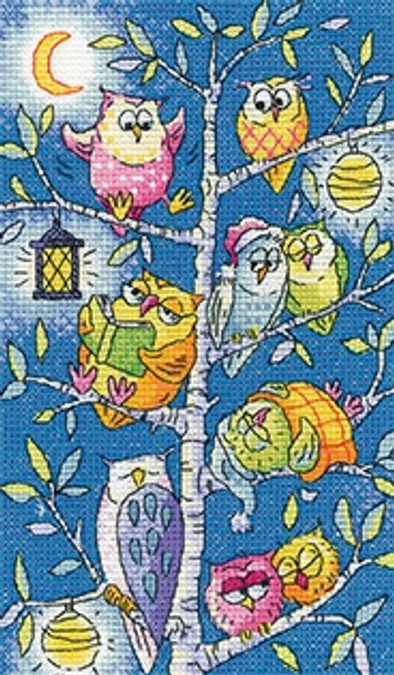 HCK1566A Heritage Crafts Kit Tree of Owls - Birds of a Feather by Karen Carter