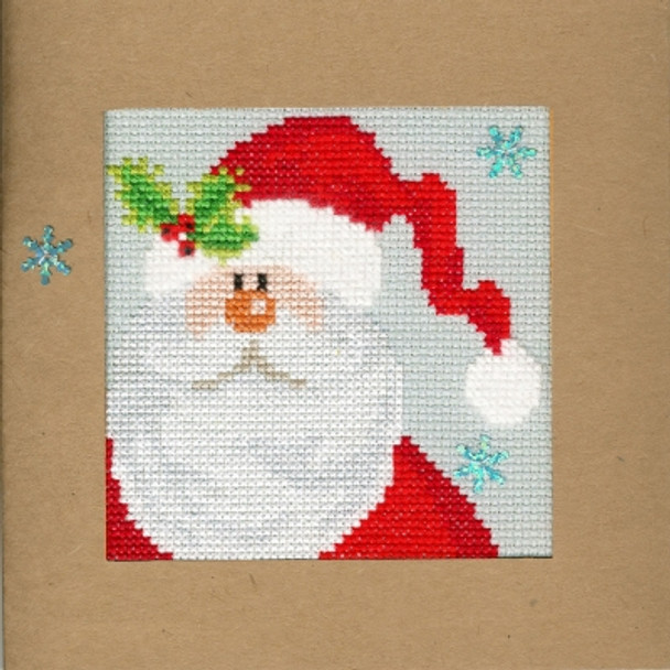 BTXMAS15 Snowy Santa - Christmas Cards  Karen Tye Bentley Bothy Threads Counted Cross Stitch KIT